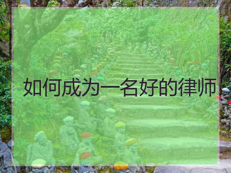 如何成为一名好的律师