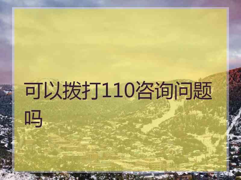 可以拨打110咨询问题吗