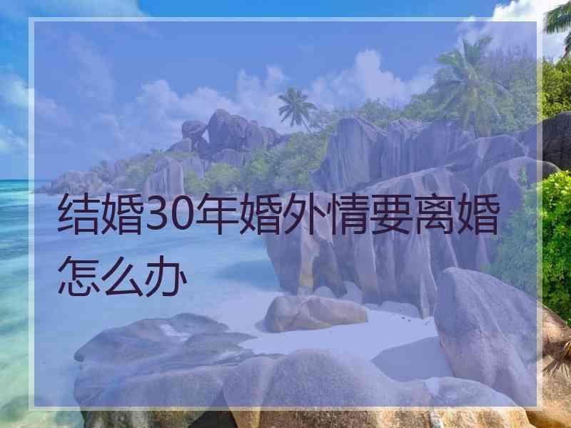 结婚30年婚外情要离婚怎么办