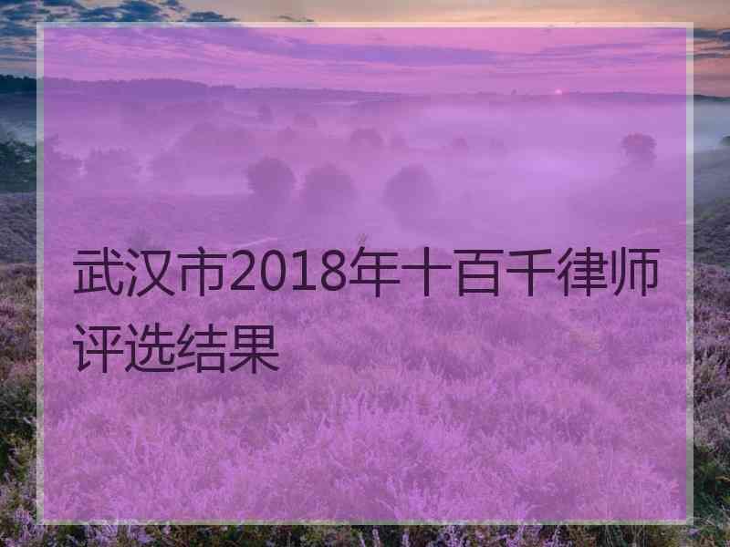 武汉市2018年十百千律师评选结果