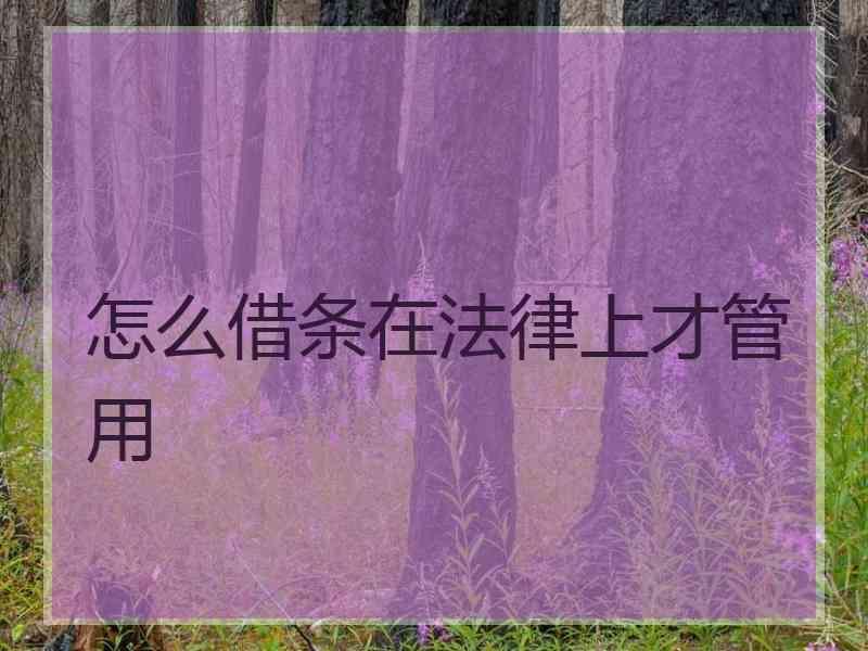 怎么借条在法律上才管用