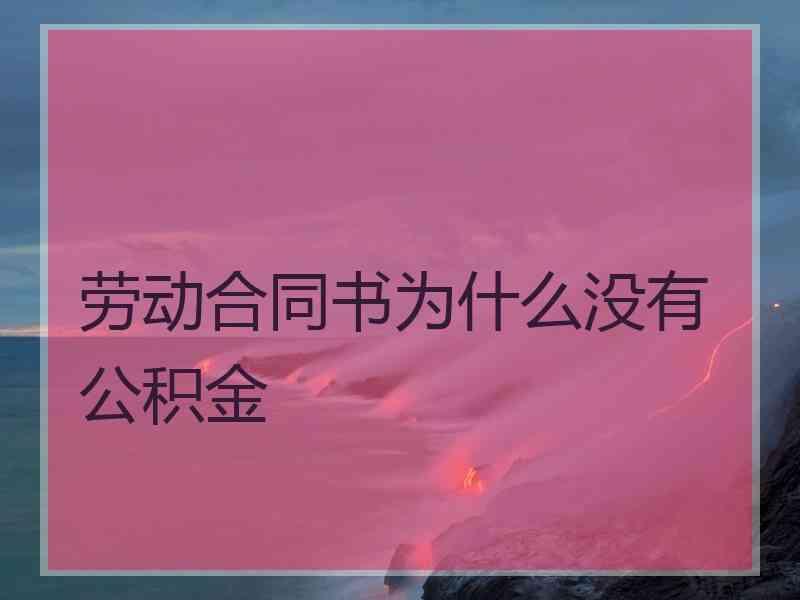 劳动合同书为什么没有公积金