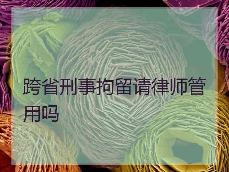 跨省刑事拘留请律师管用吗