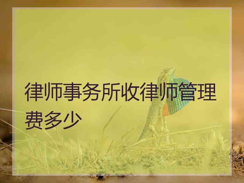 律师事务所收律师管理费多少