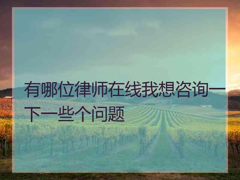 有哪位律师在线我想咨询一下一些个问题