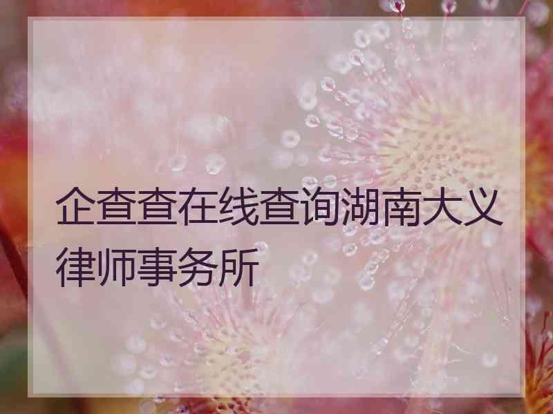 企查查在线查询湖南大义律师事务所