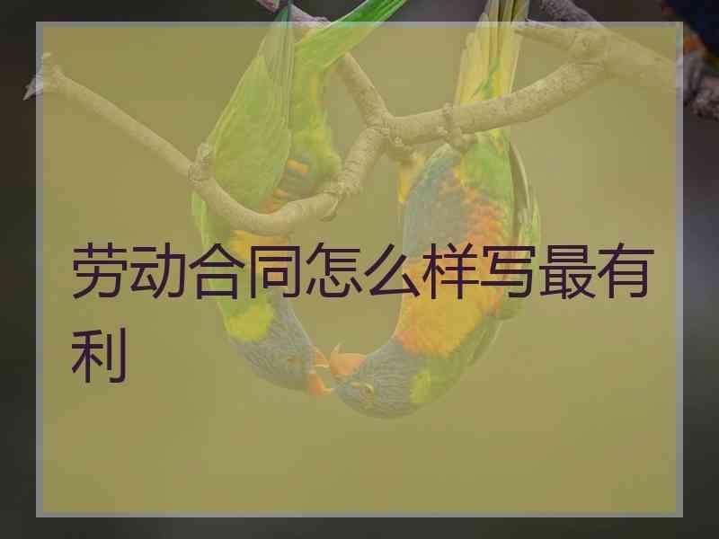 劳动合同怎么样写最有利