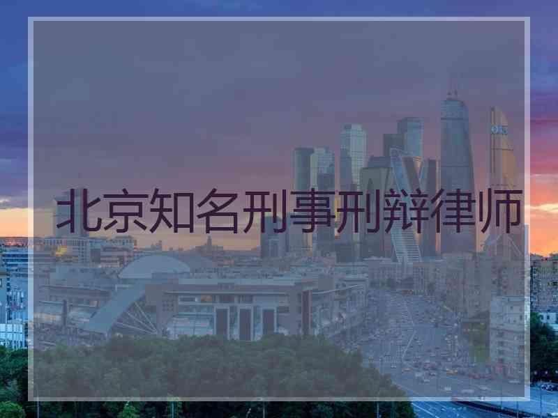 北京知名刑事刑辩律师