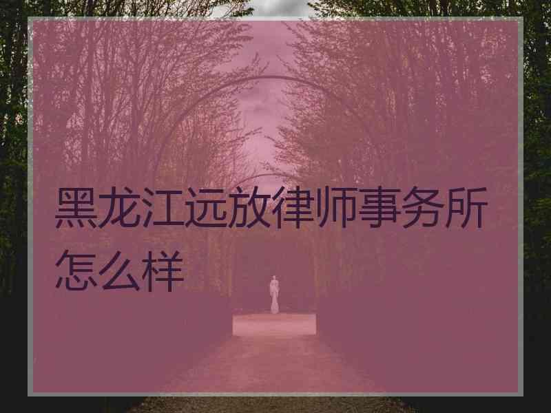 黑龙江远放律师事务所怎么样