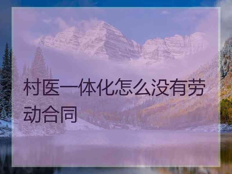 村医一体化怎么没有劳动合同