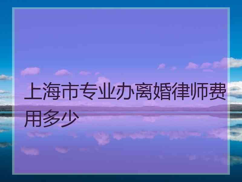 上海市专业办离婚律师费用多少