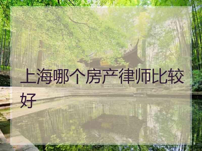 上海哪个房产律师比较好