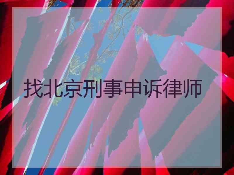 找北京刑事申诉律师