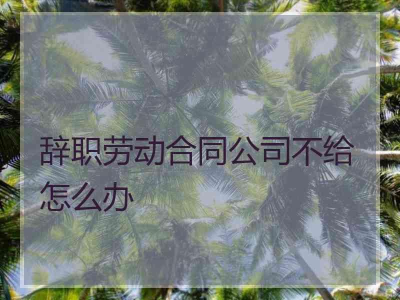 辞职劳动合同公司不给怎么办