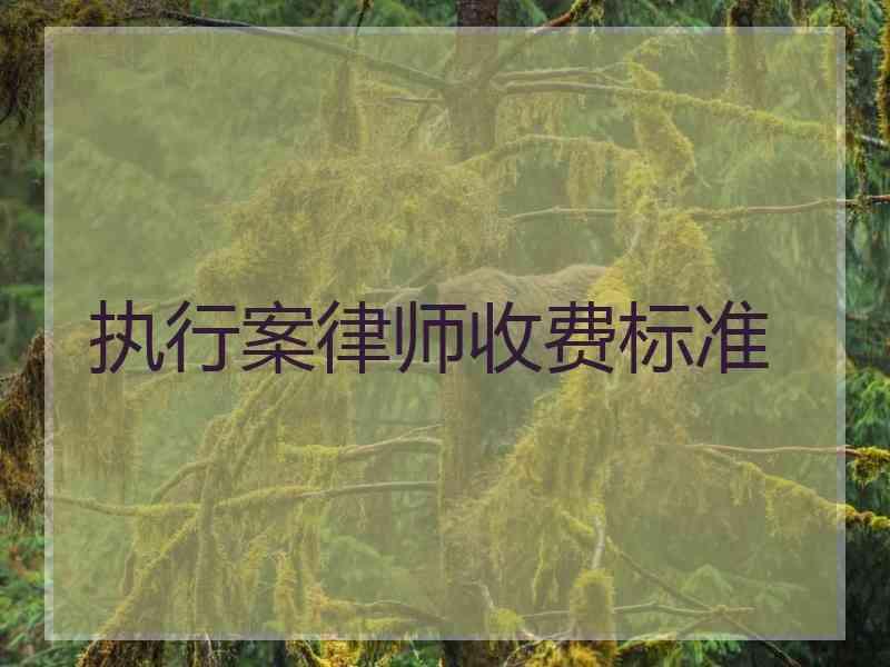 执行案律师收费标准