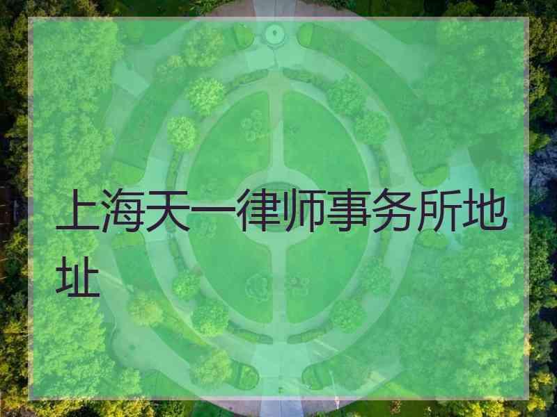 上海天一律师事务所地址