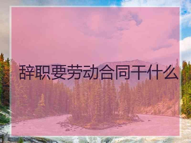 辞职要劳动合同干什么