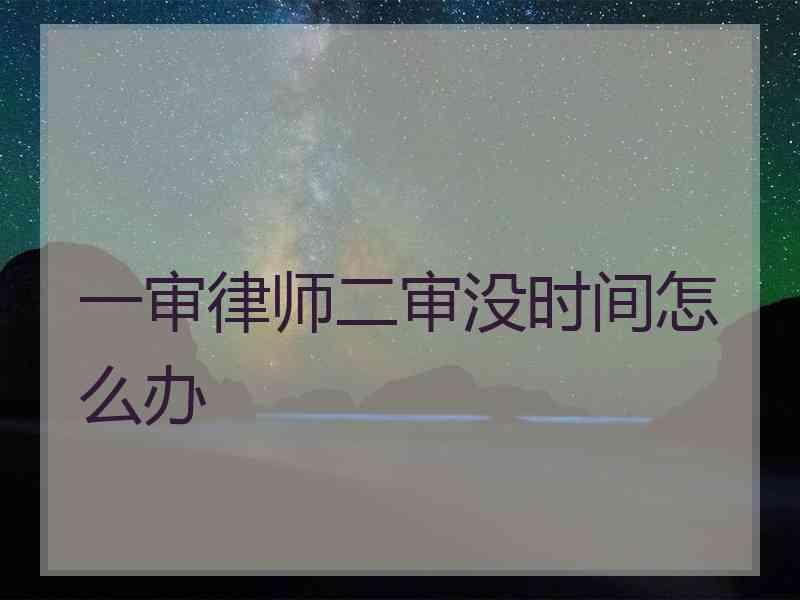 一审律师二审没时间怎么办