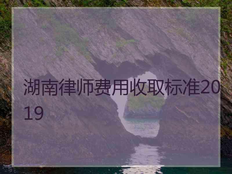 湖南律师费用收取标准2019