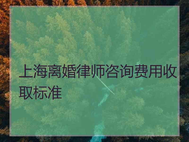 上海离婚律师咨询费用收取标准