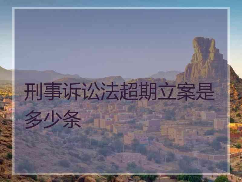 刑事诉讼法超期立案是多少条