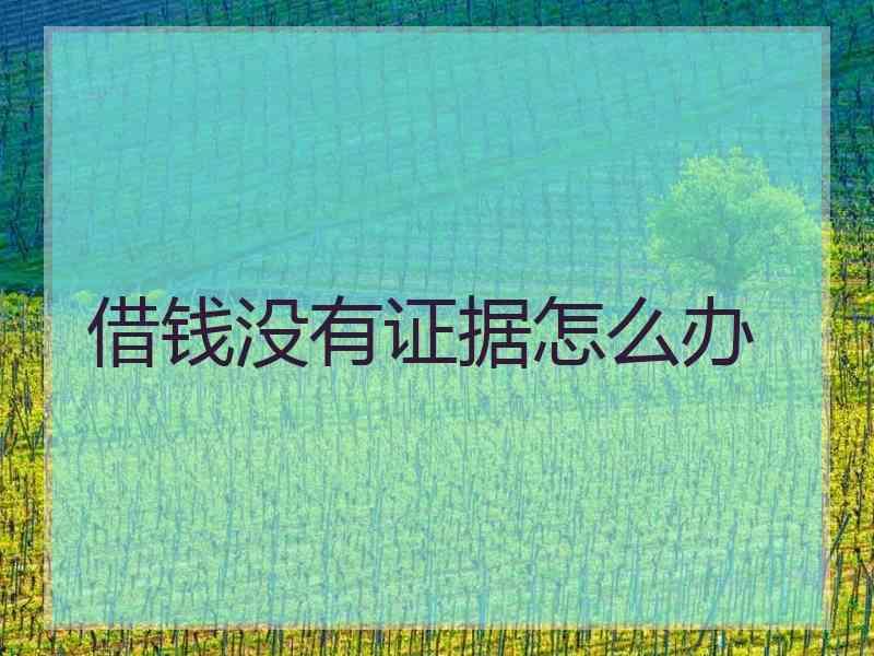 借钱没有证据怎么办