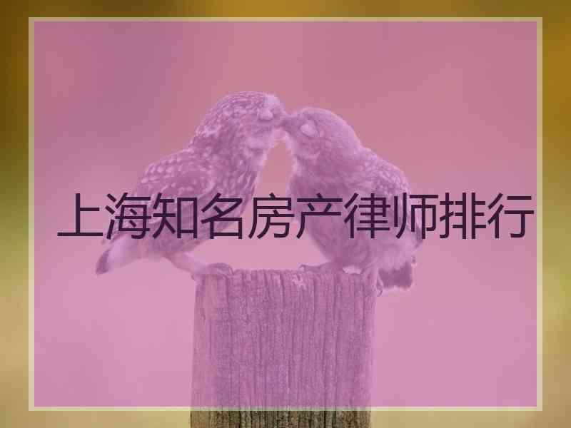 上海知名房产律师排行