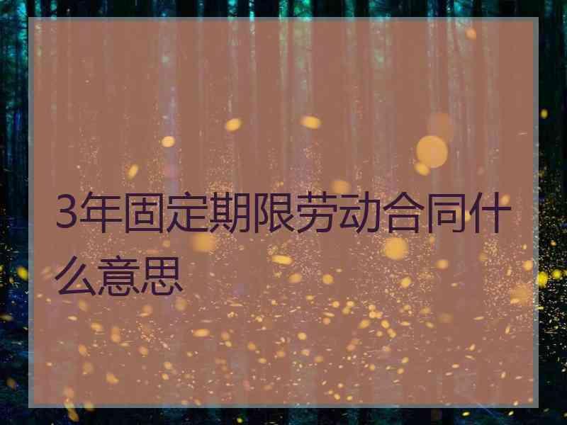 3年固定期限劳动合同什么意思