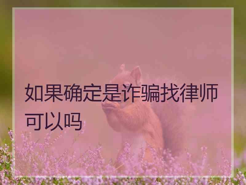 如果确定是诈骗找律师可以吗