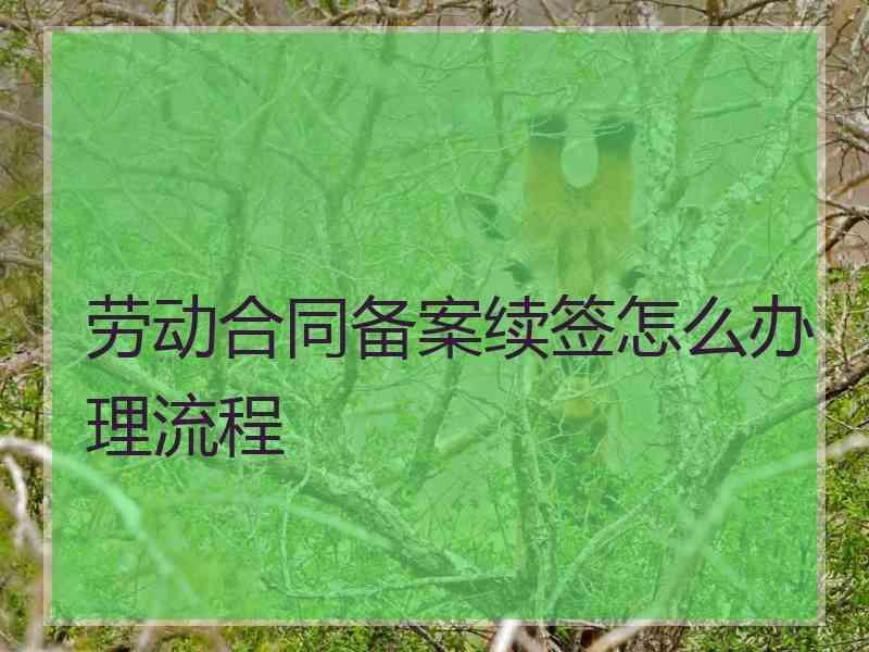 劳动合同备案续签怎么办理流程