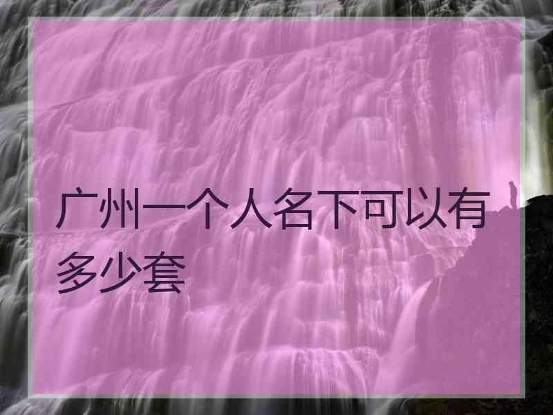 广州一个人名下可以有多少套