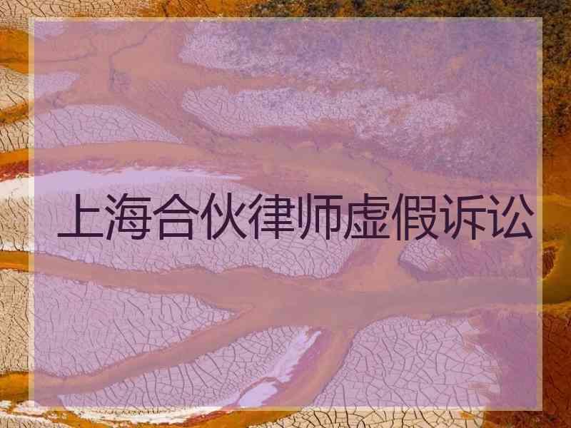 上海合伙律师虚假诉讼