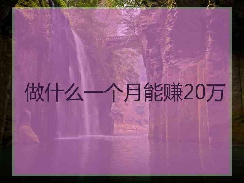 做什么一个月能赚20万