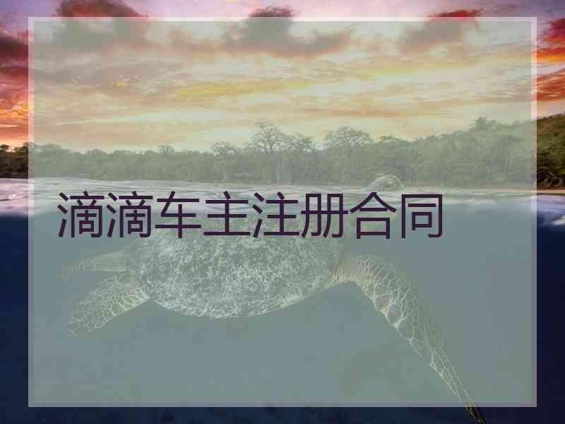 滴滴车主注册合同