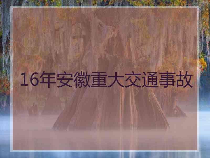 16年安徽重大交通事故今年最大的交通事故