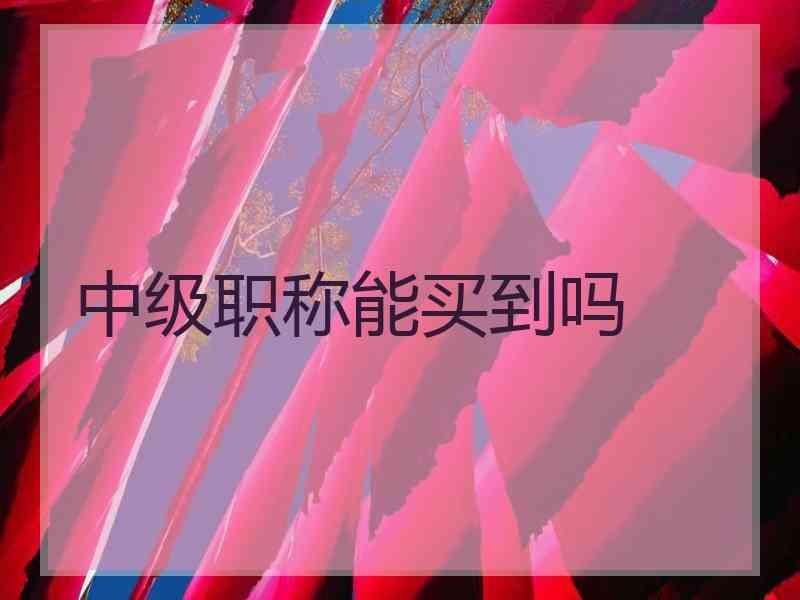 中级职称能买到吗