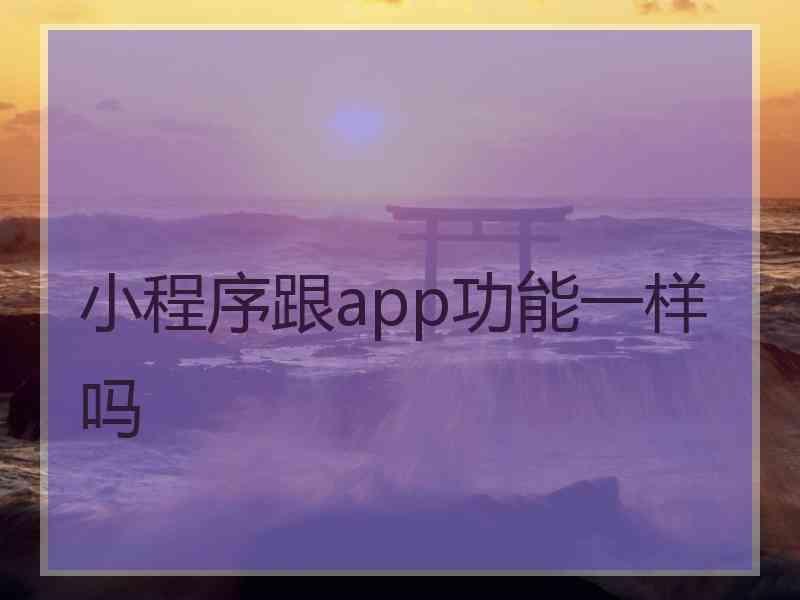 小程序跟app功能一样吗