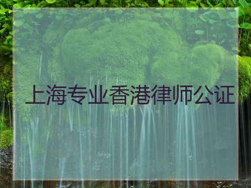 上海专业香港律师公证