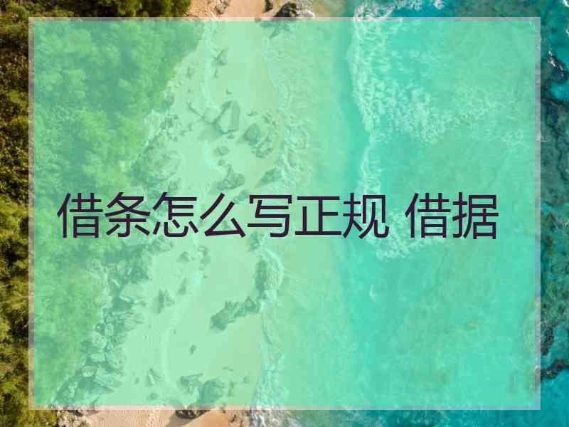 借条怎么写正规 借据