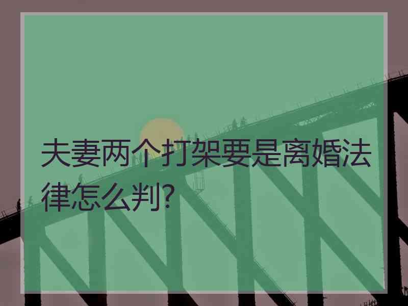 夫妻两个打架要是离婚法律怎么判?