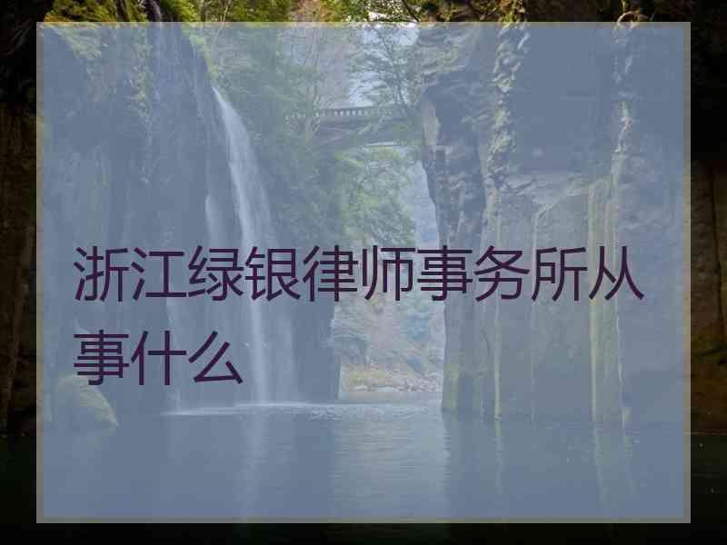 浙江绿银律师事务所从事什么
