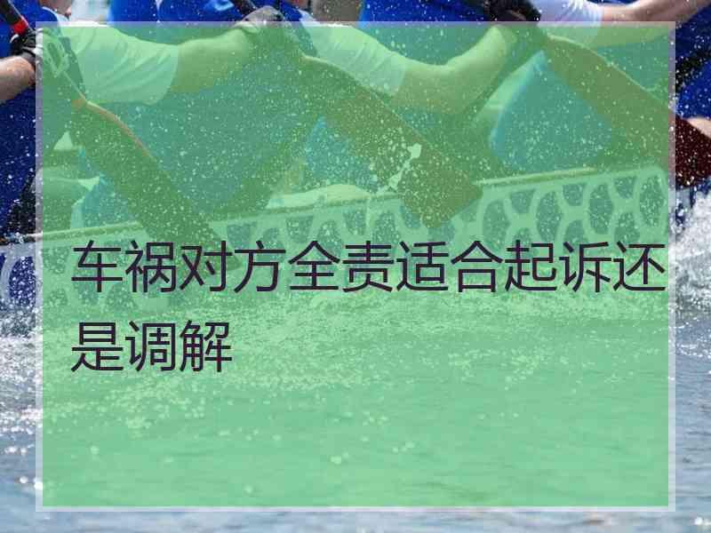 车祸对方全责适合起诉还是调解