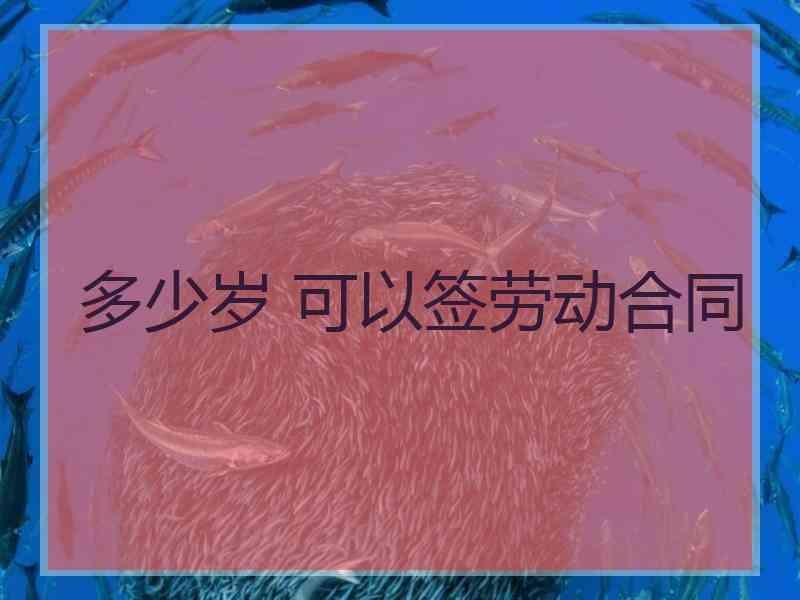 多少岁 可以签劳动合同