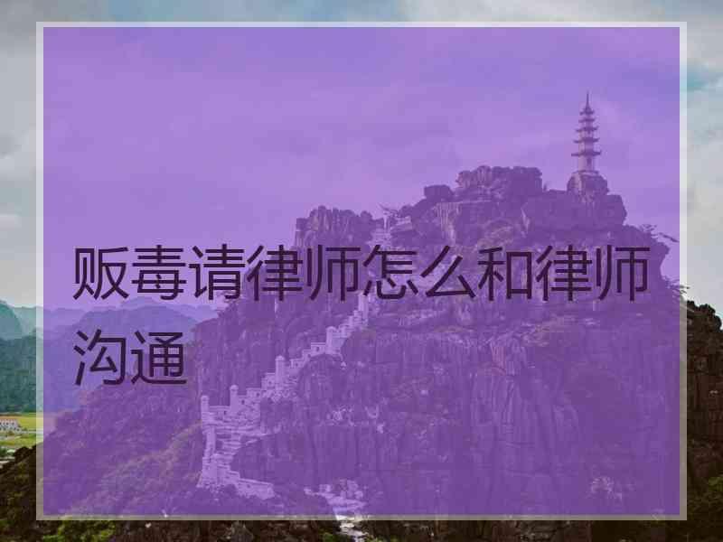 贩毒请律师怎么和律师沟通