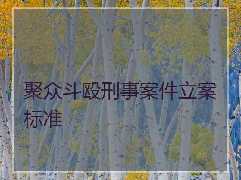 聚众斗殴刑事案件立案标准