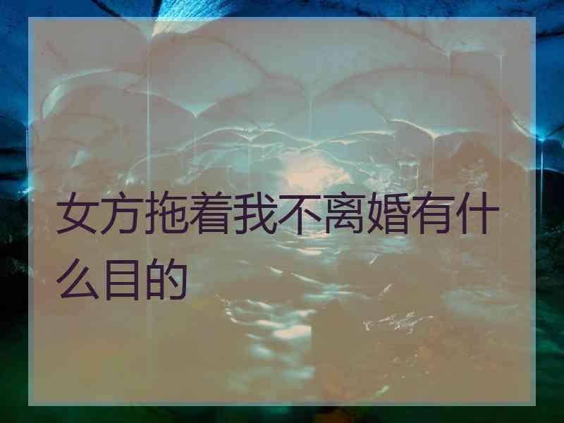女方拖着我不离婚有什么目的