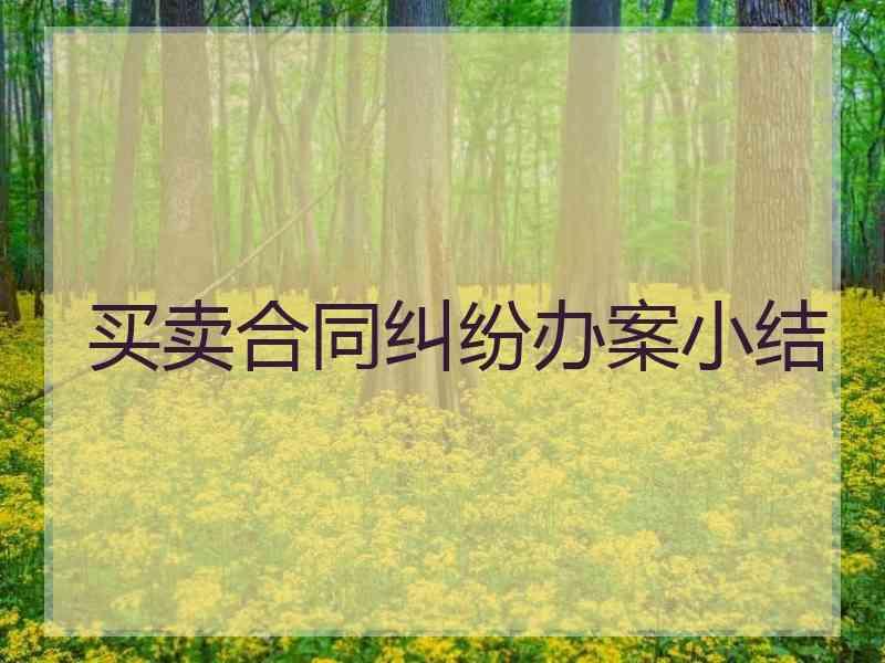 买卖合同纠纷办案小结