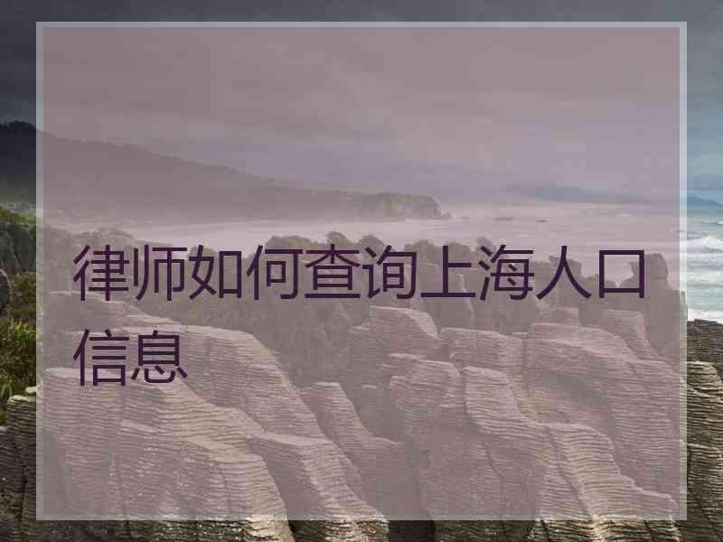 律师如何查询上海人口信息