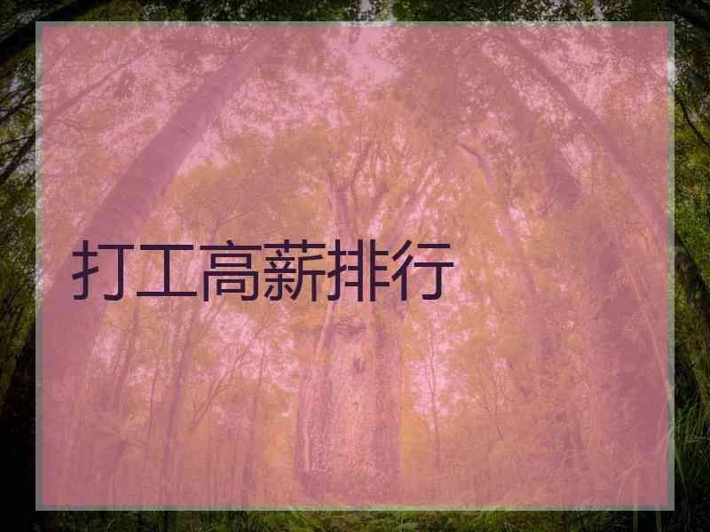 打工高薪排行