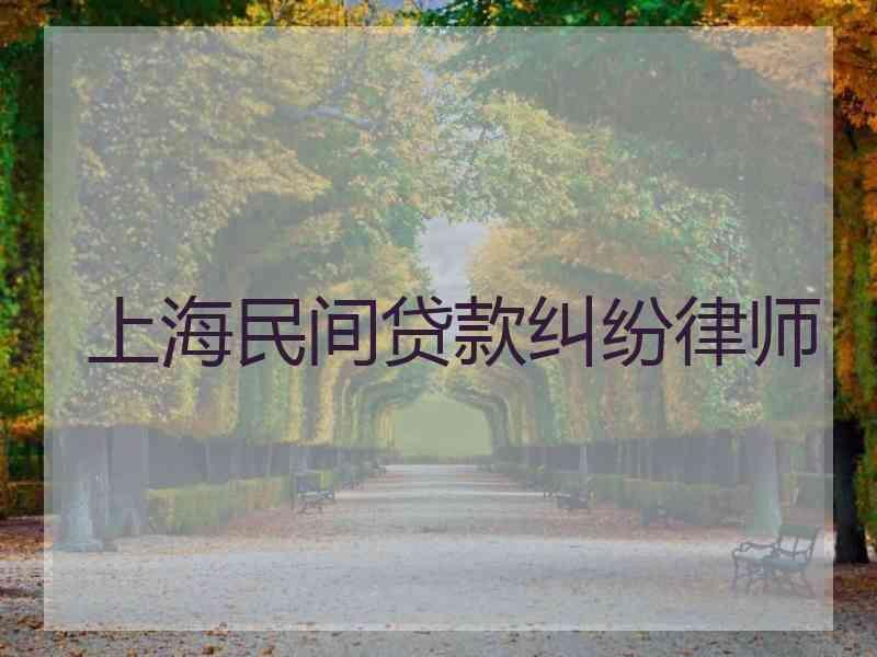 上海民间贷款纠纷律师